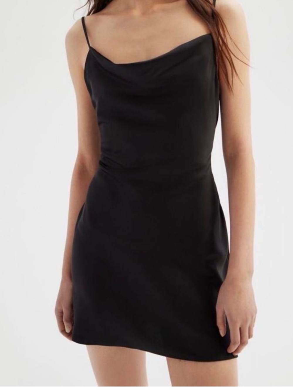 Urban Outfitters Black Satin Cowl Neck Slip Dress